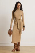 Lauren Ralph Lauren sukienka z bawełną brązowa gładka 200980028
