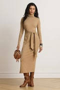 Lauren Ralph Lauren sukienka z bawełną brązowa gładka 200980028