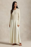 Polo Ralph Lauren sukienka z dodatkiem wełny kolor biały maxi rozkloszowana 211978251