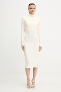 Šaty a sveter Morgan béžová farba, midi, priliehavé, RMORIA