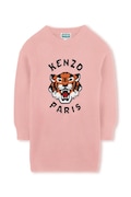 Dievčenské šaty s prímesou vlny Kenzo Kids ružová farba, mini, oversize, K61356
