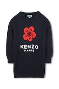 Dievčenské šaty s prímesou vlny Kenzo Kids tmavomodrá farba, mini, oversize, K61356