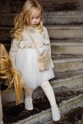 Donsje sukienka dziecięca z dodatkiem wełny Paulien Dress kolor beżowy midi rozkloszowana 4103200