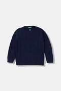 United Colors of Benetton sweter z dodatkiem wełny dziecięcy kolor granatowy 1344G100R