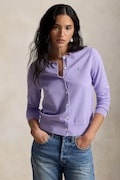 Polo Ralph Lauren kardigan damski z bawełną fioletowy 211971871