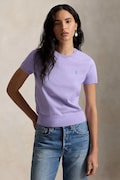 Polo Ralph Lauren pulover s kratkimi rokavi ženski z bombažem vijoličen 211971872