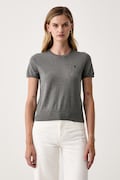 Polo Ralph Lauren sweter z krótkim rękawem damski z bawełny szary 211971872