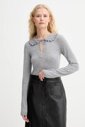 MUNTHE sweter wełniany LIVO damski kolor szary lekki 253161525373