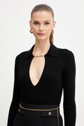 Svetr s přídavkem hedvábí Elisabetta Franchi černá barva, MK09B56E2