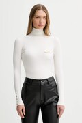 Elisabetta Franchi sweter z dodatkiem jedwabiu damski kolor beżowy lekki z golfem MK11B56E2