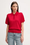 Tommy Hilfiger polo z domieszką jedwabiu damski kolor czerwony WW0WW45652