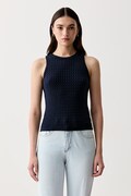 Tommy Hilfiger Top dámsky bavlnený tmavomodrý WW0WW45706