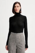 Simona Corsellini sweter wełniany damski kolor czarny lekki z golfem A25CPMGE0201