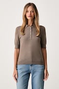 BOSS polo damskie wełniane Fidenka brązowe 50545015