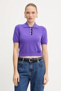 Вълнена тениска с яка Pinko дамска в лилаво 105450 A2Q9