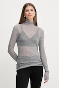 Pinko sweter damski kolor szary lekki z półgolfem 105821 A2PM