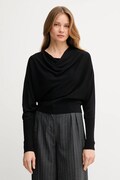 Hodvábny sveter United Colors of Benetton čierna farba, ľahký, 1ZRED10E8