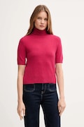 United Colors of Benetton sweter z dodatkiem wełny dziecięcy damski kolor różowy lekki z golfem 102HD203X