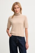 United Colors of Benetton sweter z dodatkiem wełny dziecięcy damski kolor beżowy lekki z golfem 102HD203X