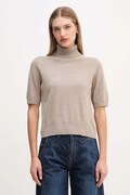 United Colors of Benetton sweter z dodatkiem wełny dziecięcy damski kolor brązowy lekki z golfem 102HD203X