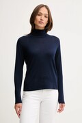 United Colors of Benetton sweter wełniany damski kolor granatowy lekki z golfem 11AHD203Y