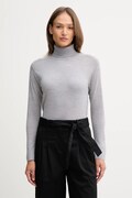 United Colors of Benetton sweter wełniany damski kolor szary lekki z golfem 11AHD203Y