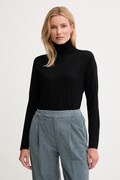 United Colors of Benetton sweter wełniany damski kolor czarny lekki z golfem 11AHD203Y