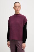 United Colors of Benetton vestă din amestec de lână culoarea violet, cu turtleneck, 1244D10EF