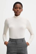 United Colors of Benetton longsleeve z domieszką kaszmiru kolor beżowy z golfem 3LRU3M077