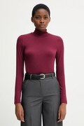 United Colors of Benetton longsleeve z domieszką kaszmiru kolor bordowy z golfem 3LRU3M077