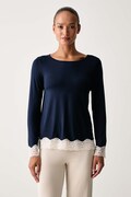 United Colors of Benetton longsleeve piżamowy damski z wiskozą granatowy 3Z123M07X