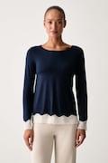 United Colors of Benetton longsleeve piżamowy damski z wiskozą granatowy 3Z123M07X