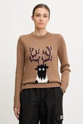 EA7 Emporio Armani sweter z dodatkiem wełny damski kolor brązowy AF17652.7W000699