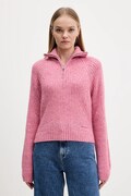 Tommy Jeans sweter z dodatkiem wełny damski kolor różowy ciepły z golfem DW0DW21686