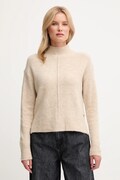 Pepe Jeans sweter z domieszką wełny damski kolor beżowy z półgolfem PL7000032
