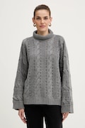 Twinset sweter z wełną damski kolor szary ciepły z golfem 252TT3101
