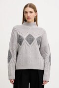 Twinset sweter z dodatkiem wełny damski kolor szary z golfem 252TT3290