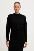 Twinset sweter z domieszką wełny damski kolor czarny 252TT3210