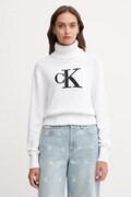 Calvin Klein Jeans sweter damski kolor biały z golfem LV047D354G