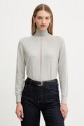 BOSS Orange sweter z dodatkiem wełny damski kolor szary lekki z półgolfem 50551356