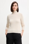 Marella sweter wełniany damski kolor beżowy z półgolfem 2523366254200