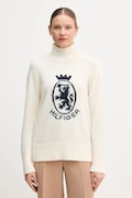 Tommy Hilfiger sweter z dodatkiem wełny damski kolor beżowy z półgolfem WW0WW46434