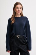 Tommy Hilfiger sweter wełniany damski kolor granatowy lekki WW0WW46438