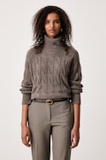 Tommy Hilfiger sweter damski wełniany brązowy WW0WW46791