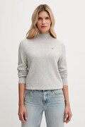 Вовняний светр Tommy Hilfiger колір сірий легкий півгольф WW0WW47468