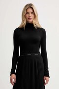 Calvin Klein longsleeve z dodatkiem wełny kolor czarny z półgolfem LV044D239G