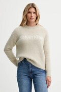 Calvin Klein sweter z dodatkiem wełny damski kolor beżowy ciepły LV044D359G