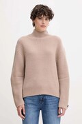 Calvin Klein Jeans sweter z dodatkiem wełny damski kolor brązowy z półgolfem LV044D329G