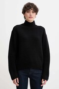 Calvin Klein Jeans sweter z dodatkiem wełny damski kolor czarny z półgolfem LV044D329G