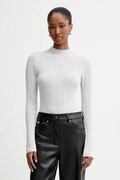 Calvin Klein Jeans sweter damski kolor szary lekki z półgolfem LV044D348G